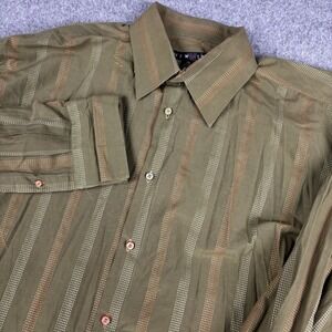 New Gen Shirt Mens 2XL Green Striped Button Up Casual Lightweight Cotton‎ Blend